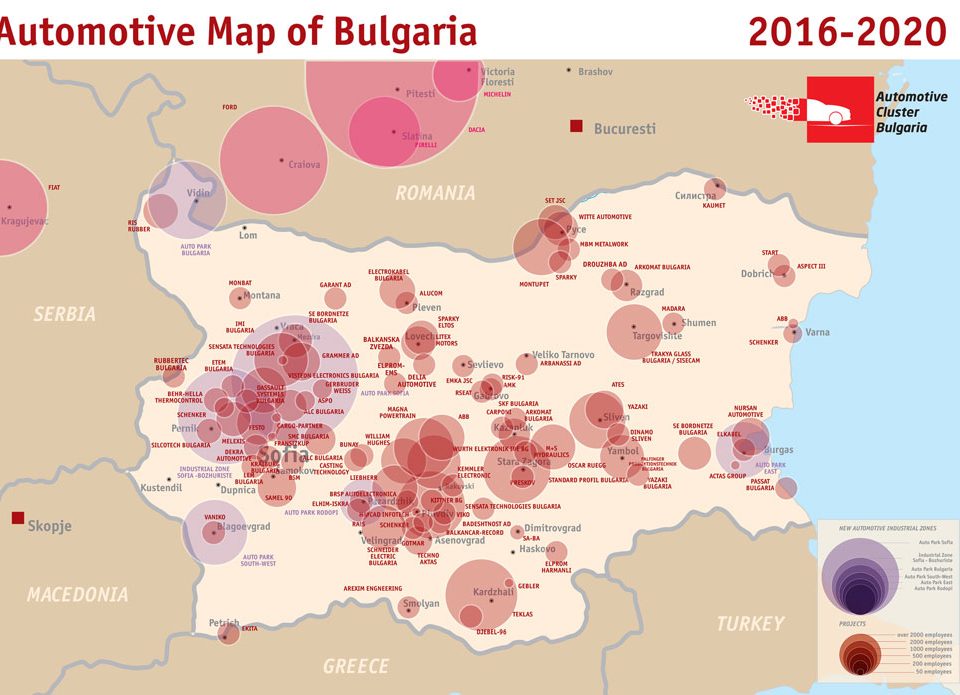 Outsourcing Bulgaria automotive map